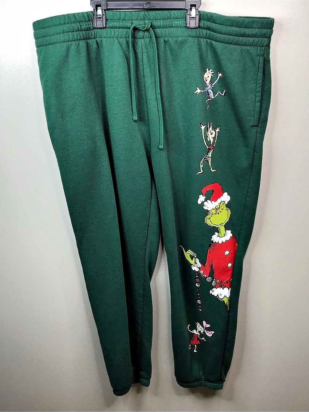 Dr. Seuss The Grinch Graphic Jogger Pants Green & Red XXL Like New
